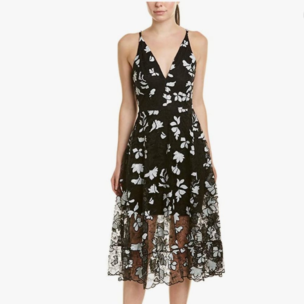 Dress the Population Audrey Lace A-Line Midi Dress